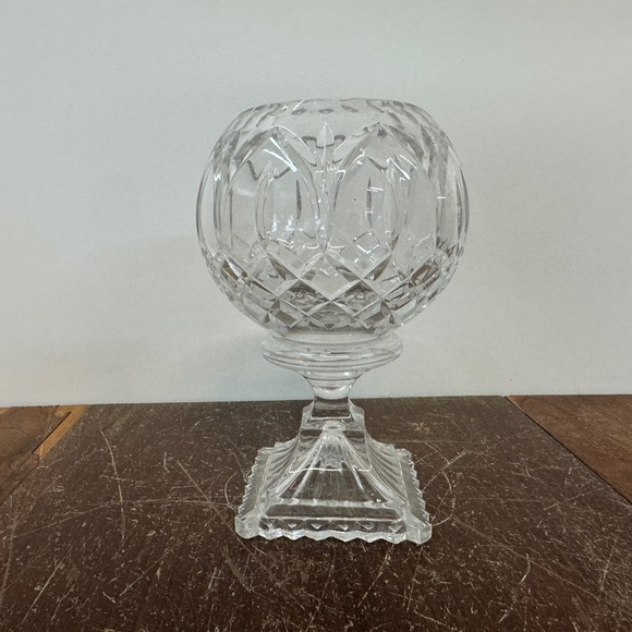 Crystal Glass Vase Candle Holder Diamond‎ Cut Square Base Elegant Decor - Picture 4 of 8